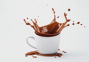 Chocolate Milk Splash in White Mug