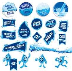 set of logos emblems labels and stickers for water graphics