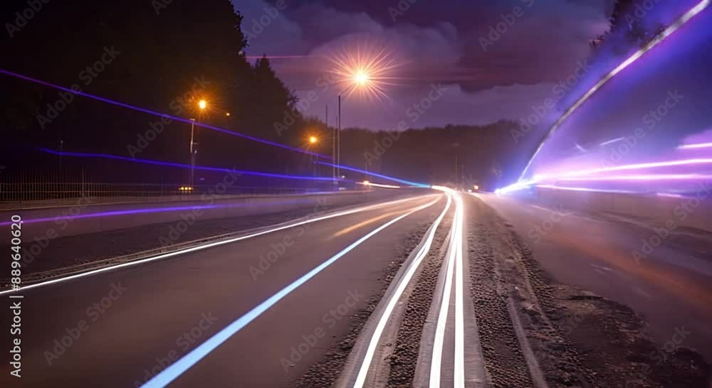Poster use light streaks or trails moving across the screen. this can be created by animating paths with gl