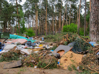 Garbage dump in the forest