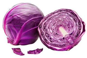 Whole and Halved Purple Cabbage