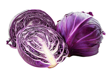 Obraz premium Freshly Cut Red Cabbage Isolated on White Background