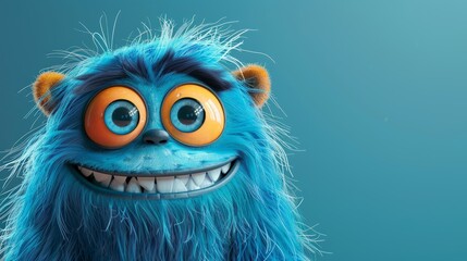 Cute 3D cartoon monster with colorful background. This character could be related to animation, children&rsquo;s media, or character design.