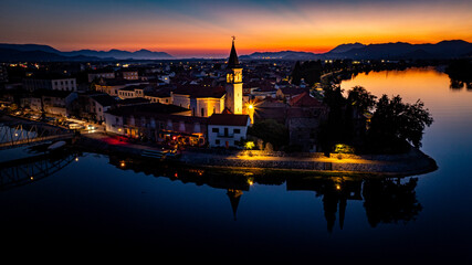 Fototapeta premium sunset over the river, Oputzen, Croatia