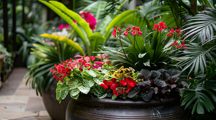 tropical plants in pots for non-tropical climates. portable tropical garden, climate-resilient gardening