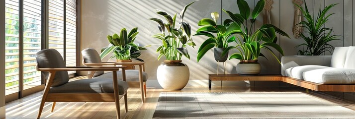 Fototapeta premium living room with potted plants, 