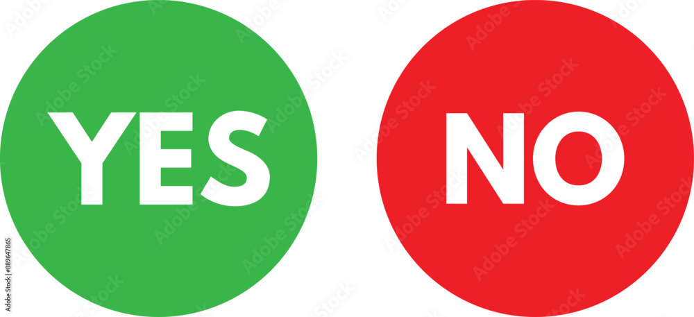 Poster green and red yes no buttons . yes and no button icon set . approved and rejected icons . vector
