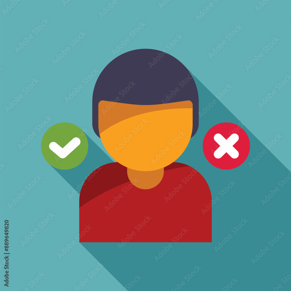 Poster concept of ethical decision making with businessman choosing between right and wrong options