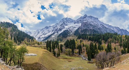 Serene Landscape of Sindh river valley near Sonamarg village in Ganderbal district of Jammu and Kashmir, India. It is a popular tourist destination for trekking and Amarnath holy pilgrimage.