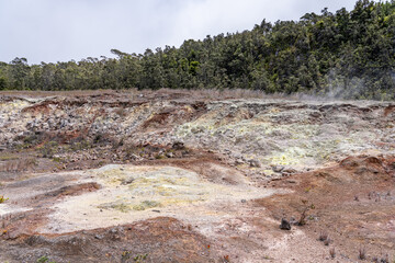 At Ha'akulamanu (Sulphur Banks), volcanic gases seep out of the ground, along with ground water...