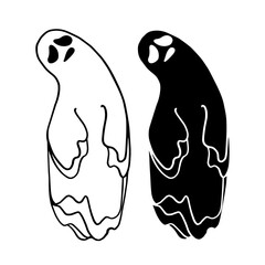 Line sketch, silhouette, ghost stamp. Vector graphics.