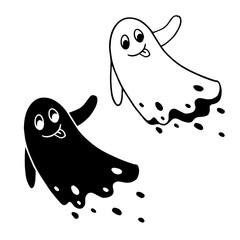 Line sketch, silhouette, ghost stamp. Vector graphics.