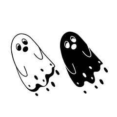 Line sketch, silhouette, ghost stamp. Vector graphics.