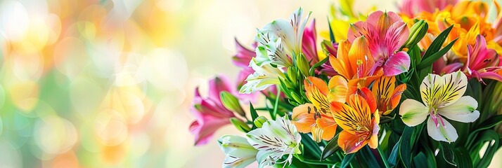 photo of colorful bouquet of alstroemeria