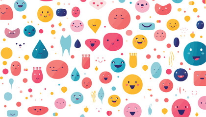 Fototapeta premium Cute colorful seamless pattern with funny emoticons. Vector illustration.