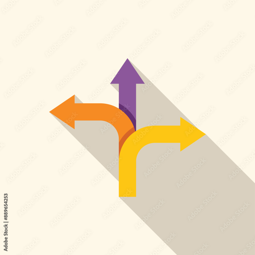 Poster three colorful arrows pointing in different directions representing different choices and possibilit