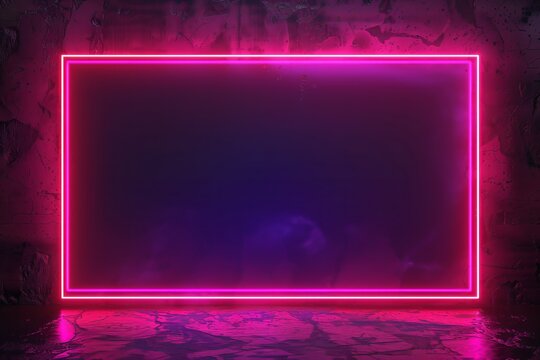 neon glowing empty frame for text festive shining