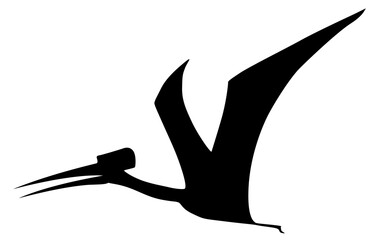silhouette of a pterosaur on a white background
