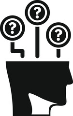 Silhouette of a human head with question marks symbolizing the generation of ideas