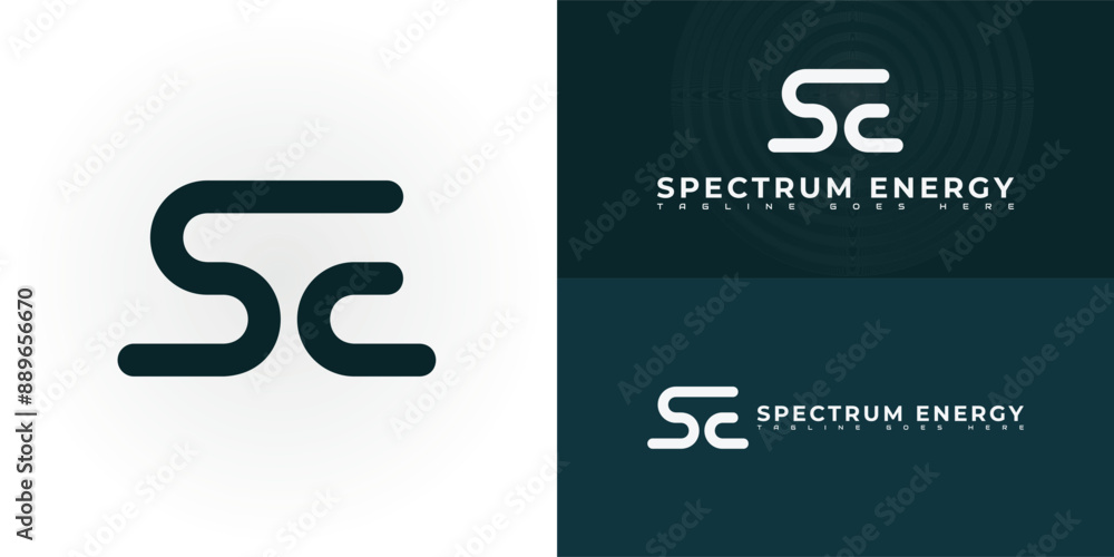 Poster abstract initial letter se or es logo in green color isolated on multiple background colors. the log