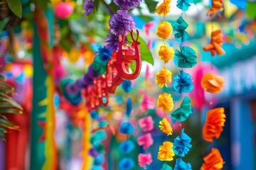 A festive garland celebrating Juneteenth with bright colors and decorations, featuring the holiday name in bold capital letters. Perfect for adding a pop of color to your celebrations!