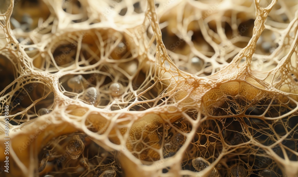 Aufkleber microscopic view of soil teeming with life, showcasing the intricate network of roots and organisms