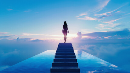 surreal staircase that descends from the sky