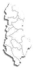 Fototapeta premium ALBANIA MAP OF ALBANIA WITH ADMINISTRATIVE DIVISIONS WITH FLAG