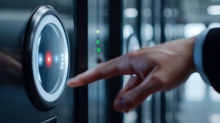 Fototapeta premium A person using a secure network access control system, high-resolution photo, realistic photo, cinematography
