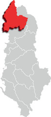 Shkodër MAP COUNTY OF ALBANIA 3D ISOMETRIC MAP