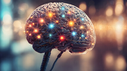 Fototapeta premium Creative concept of human brain. Abstract brain concept Creative brain concept background, Concept of Thinking. AI generated image