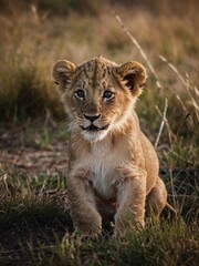 Playful Lion Cubs Posing Together