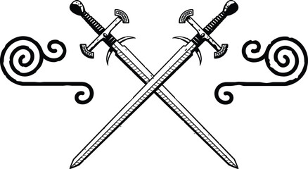 Celtic Spiral Lines and Crossed Swords Header