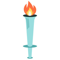 Torch with fire flat icon. Vector illustration