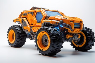 Obraz premium Orange Monster Truck Toy with Big Tires.