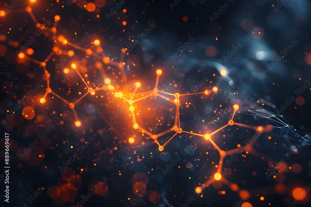 Aufkleber glowing molecular structure in a dark abstract background