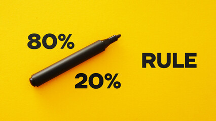 80 on 20 Rule concept. The Pareto principle - 80 percent of consequences come from 20 percent of...