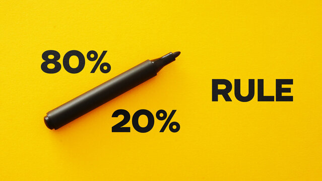 80 on 20 Rule concept. The Pareto principle - 80 percent of consequences come from 20 percent of causes