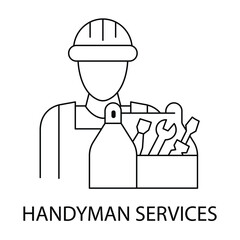 Handyman Services Icons: Home Repair, Maintenance Services, Fixing, Home Improvement, Handyman Tools, Repairman, DIY Services, Handyman Work.