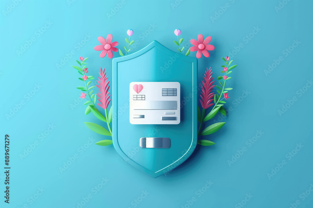 Poster secure your identity with this shield-themed id card illustration. perfect for concepts related to p