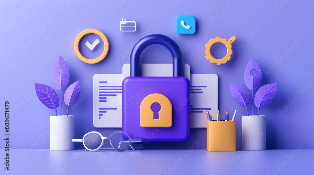 Poster secure your digital life with a modern password management concept. explore a flat design illustrati