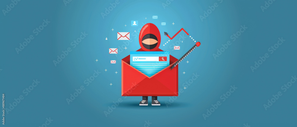 Aufkleber illustration showcasing methods to prevent phishing attacks in emails with a flat design approach.