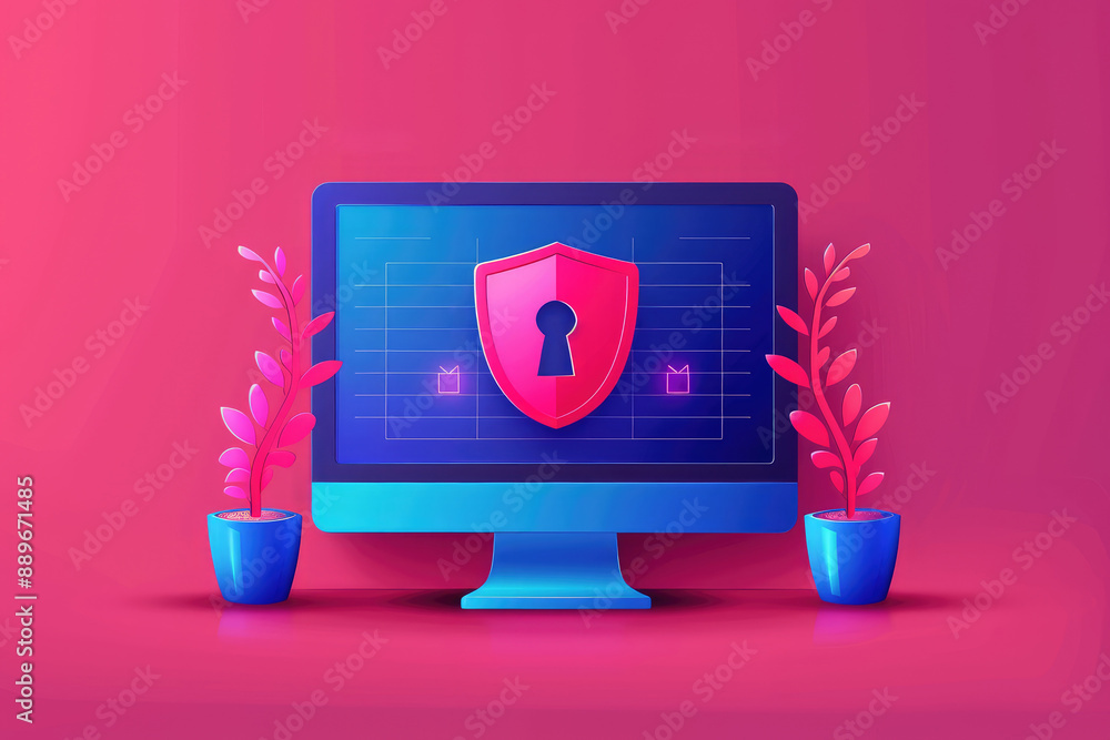 Aufkleber protect your online experience with this flat design illustration of a safe browsing shield on a bro
