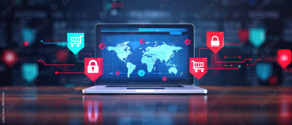 Poster explore a flat design illustration showcasing secure vpn connection for safe internet browsing. suit