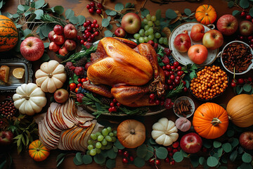 Thanksgiving feast, deliciously set table for the holiday. Thanksgiving Day