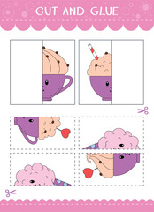 Find the couple of the picture. Simple educational game for kids. Cut and glue. Vector worksheet