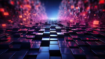 Obraz premium Abstract geometric background with glowing cubes.