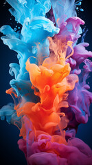 Fototapeta premium Colorful Flowing Fluid Paint in Colorful Blue, Abstract Image, Texture, Pattern Background, Wallpaper, Cover and Screen of Smartphone, Cell Phone, Computer, Laptop, 9:16 and 16:9 Format