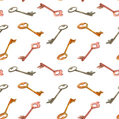Antique books. Old-fahioned vintage watercolor clip art. Seamless pattern in retro style for prints on wallpaper, textiles, diy, scrapbooking for packaging