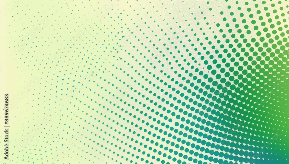 Poster colorful green halftone pattern on a light background a green and blue dots gradient generative ai